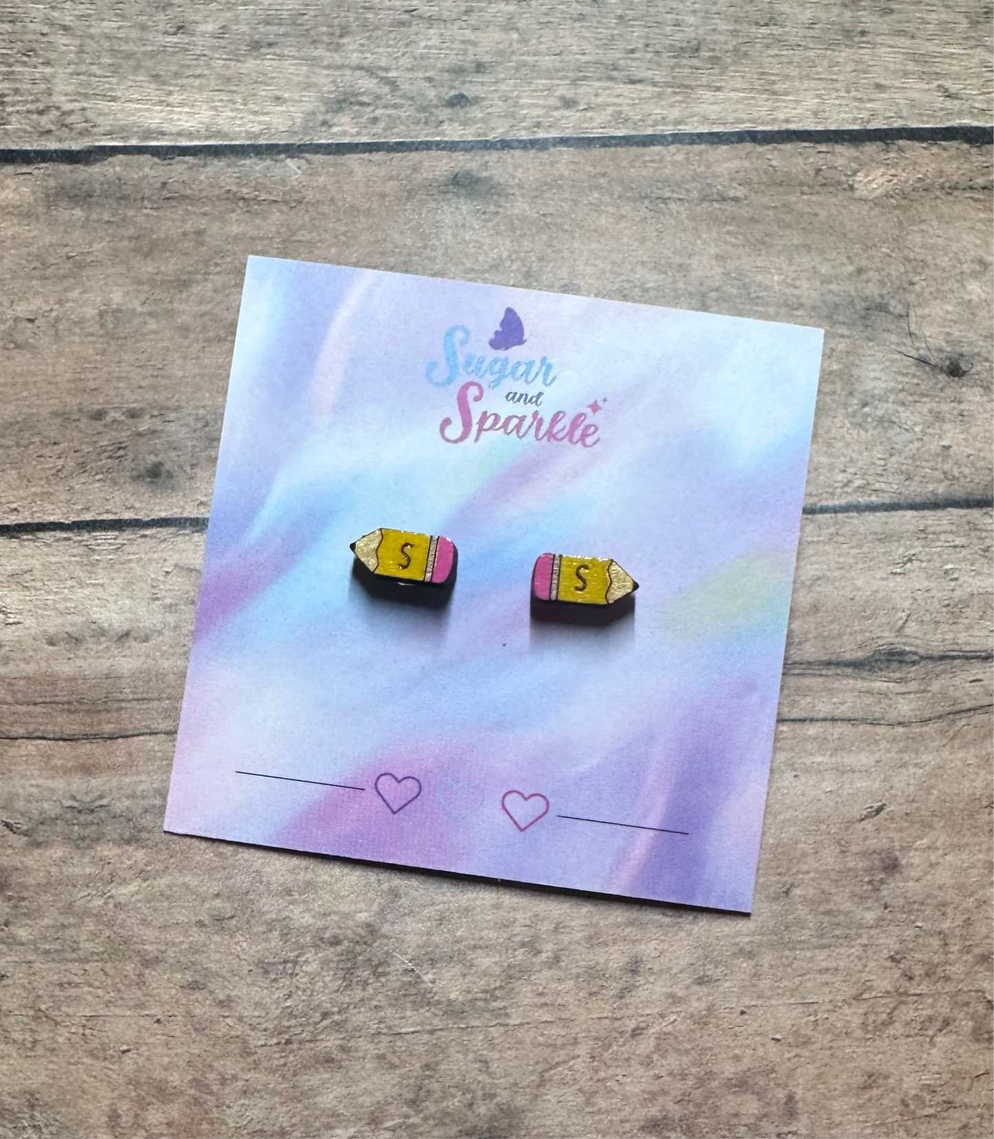 Wood Custom Pencil Earrings