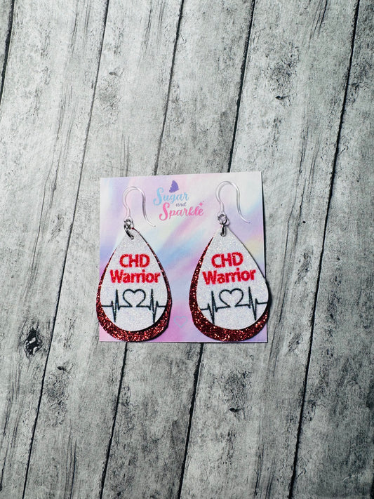 CHD Heart Glitter Leather Dangly
