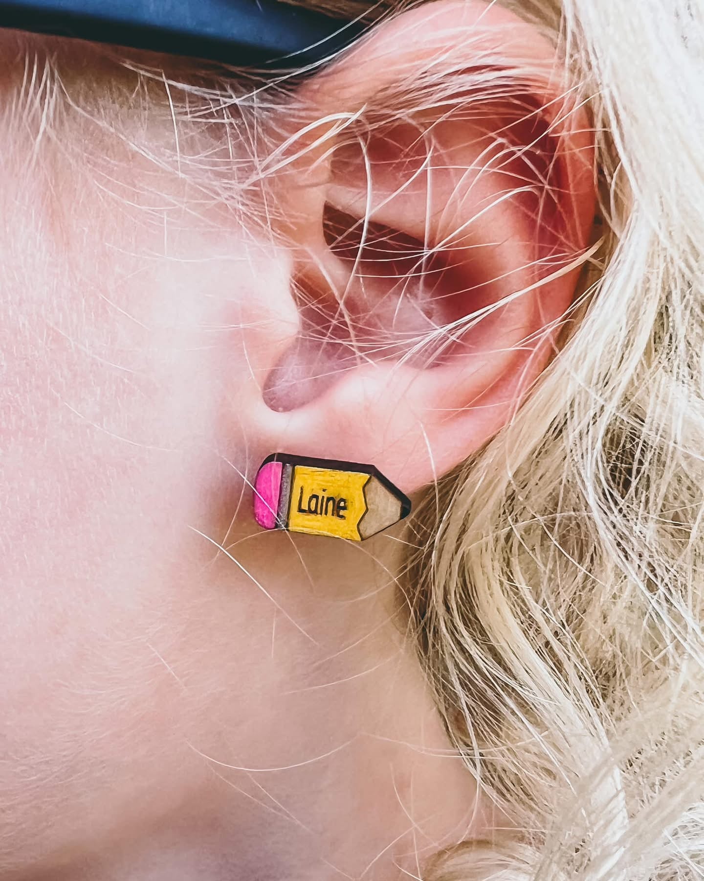Wood Custom Pencil Earrings