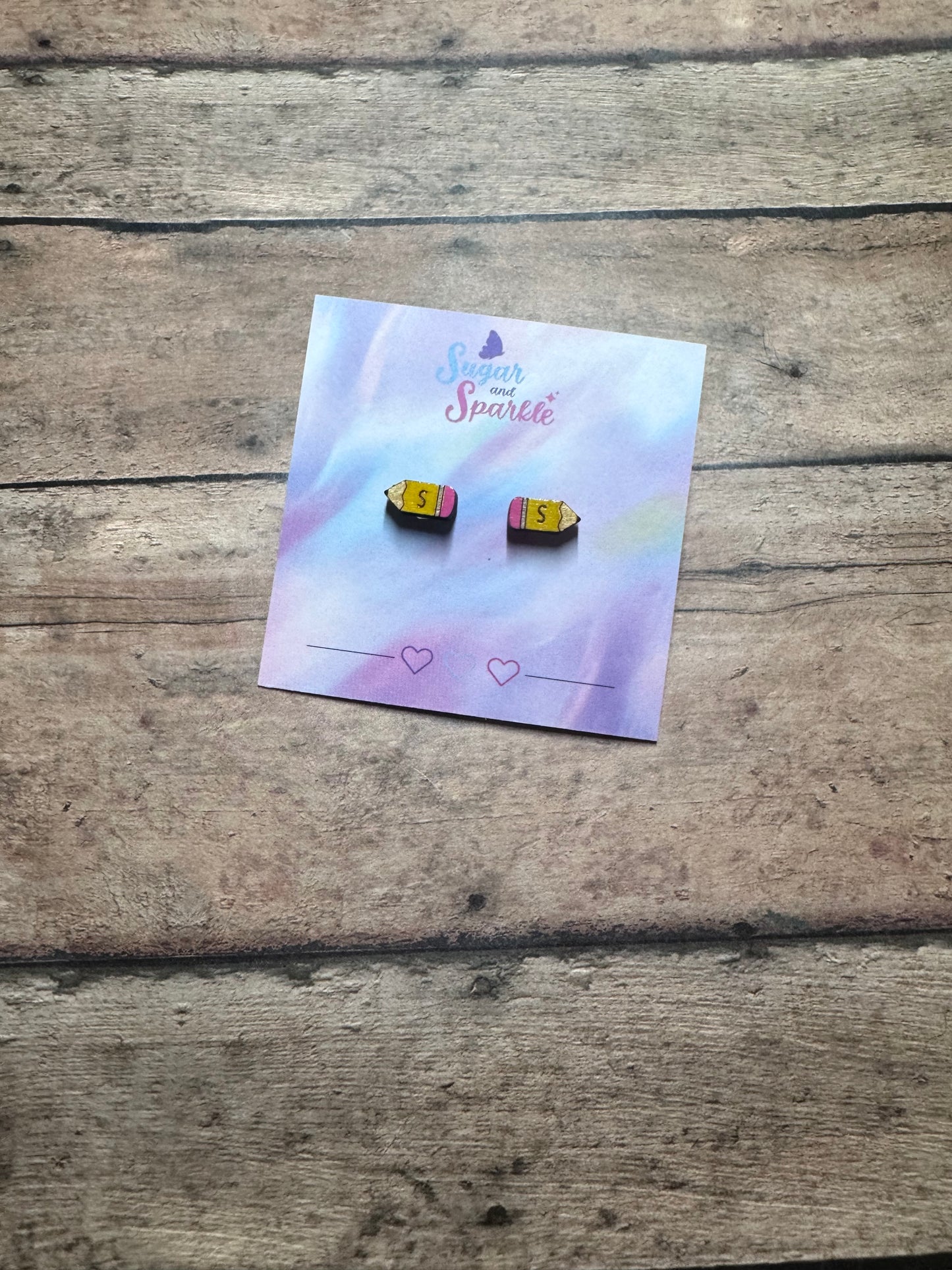 Wood Custom Pencil Earrings