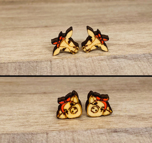 Wood Cow or Pig with Bandana