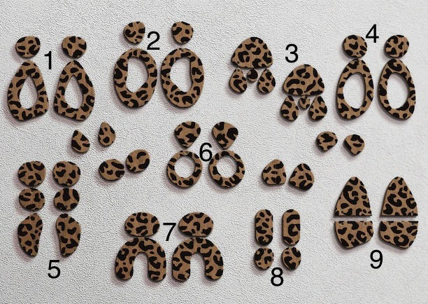 Wood Leopard Engraved Dangly