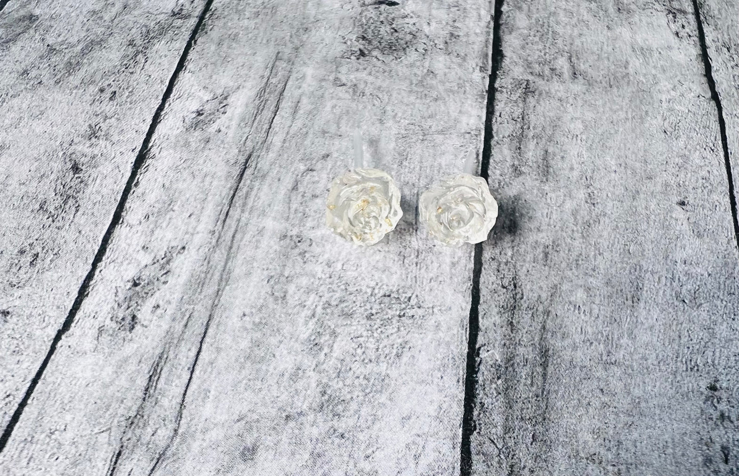 Transparent Gold Foil Rose Earring 8mm
