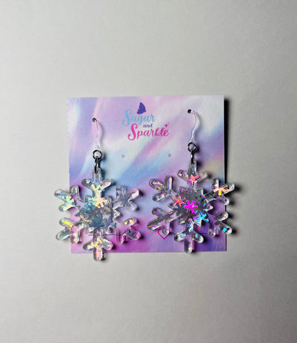 Acrylic  Iridescent Snowflakes Dangly