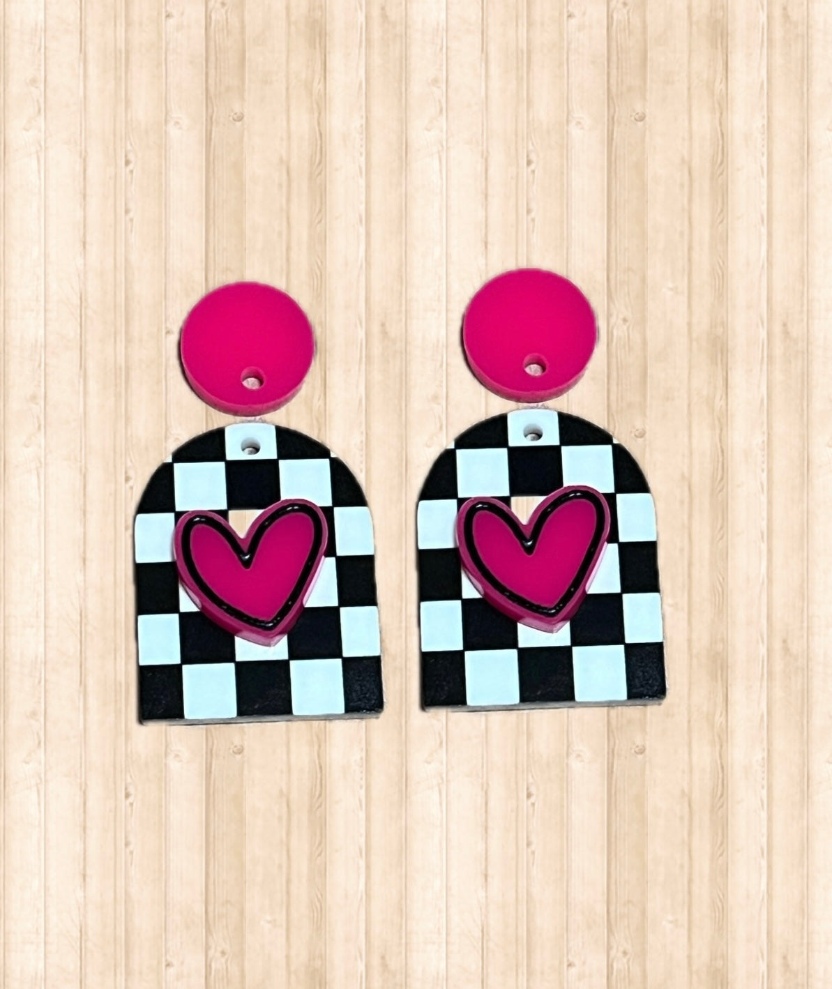 Checkered Heart Dangly