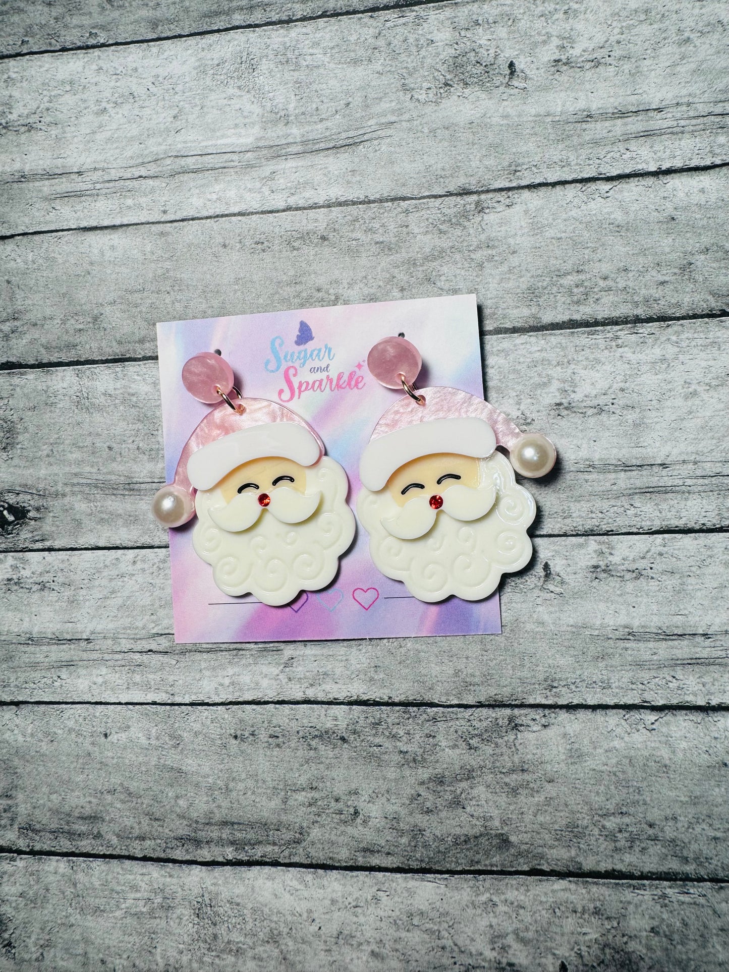 Pink Santa Earrings