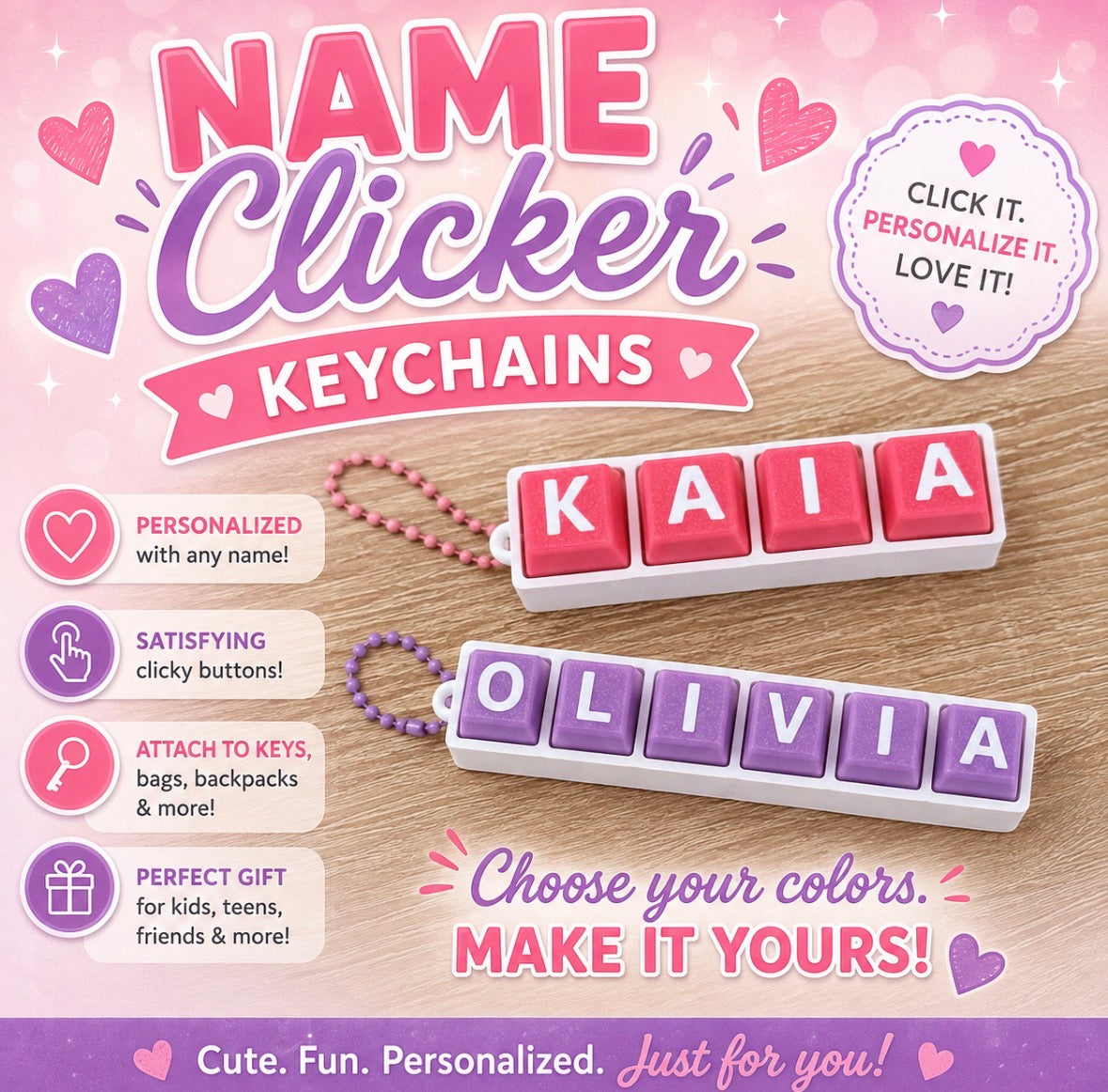 Personalized Name Fidget Clickers