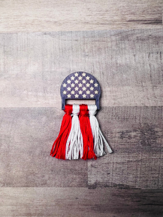 Wood Patriotic Tassel Earrings Dangly