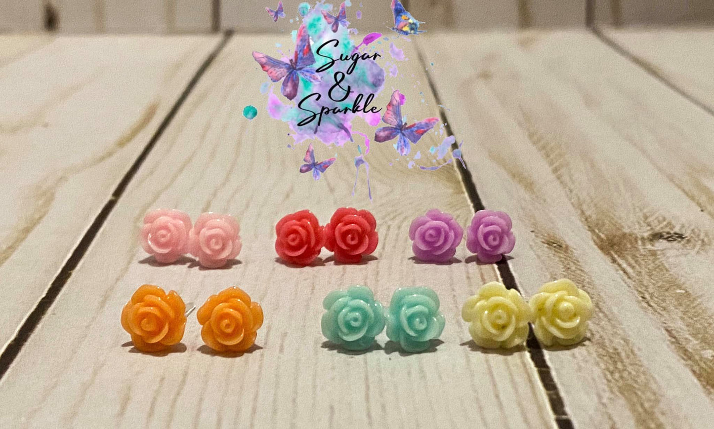 Rose Earring 10mm  *NEW Size *