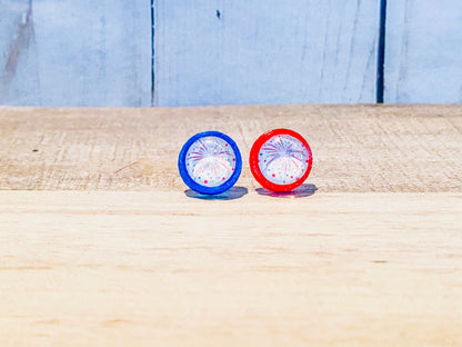 Bubble Red White & Blue Earrings