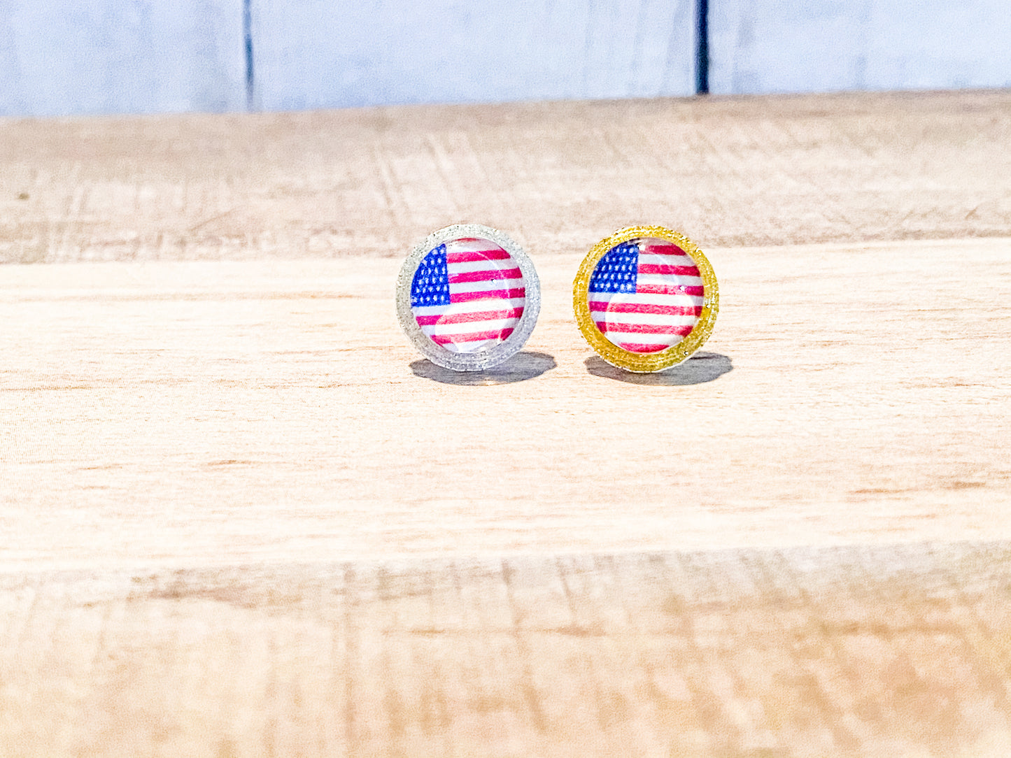 Bubble Red White & Blue Earrings