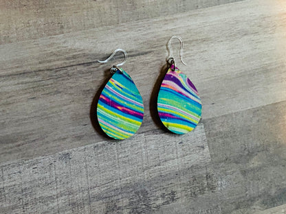 Dangly Wood Design Rainbow Burst/ Melting Swirl