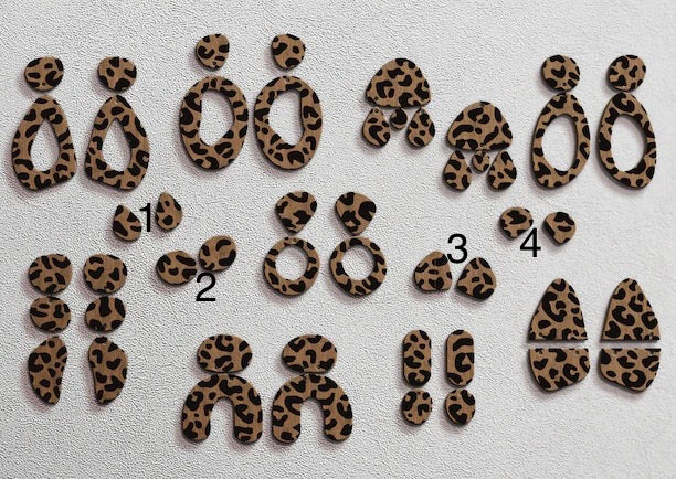 Wood Leopard Engraved Studs