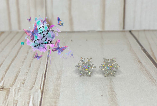 Glitter Acrylic Snowflake or  Tree Stud