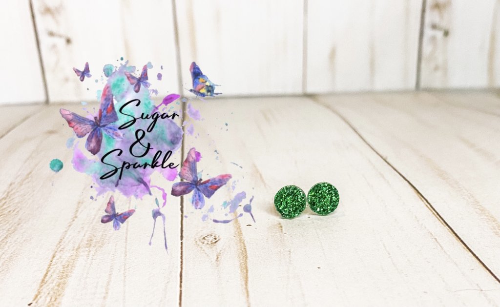 8mm Glitter Sparkle Earrings