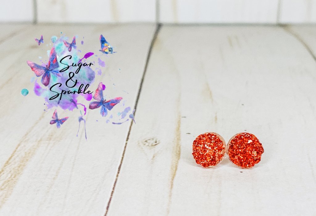 8mm Glitter Sparkle Earrings