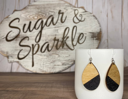 Wood Glitter Teardrop