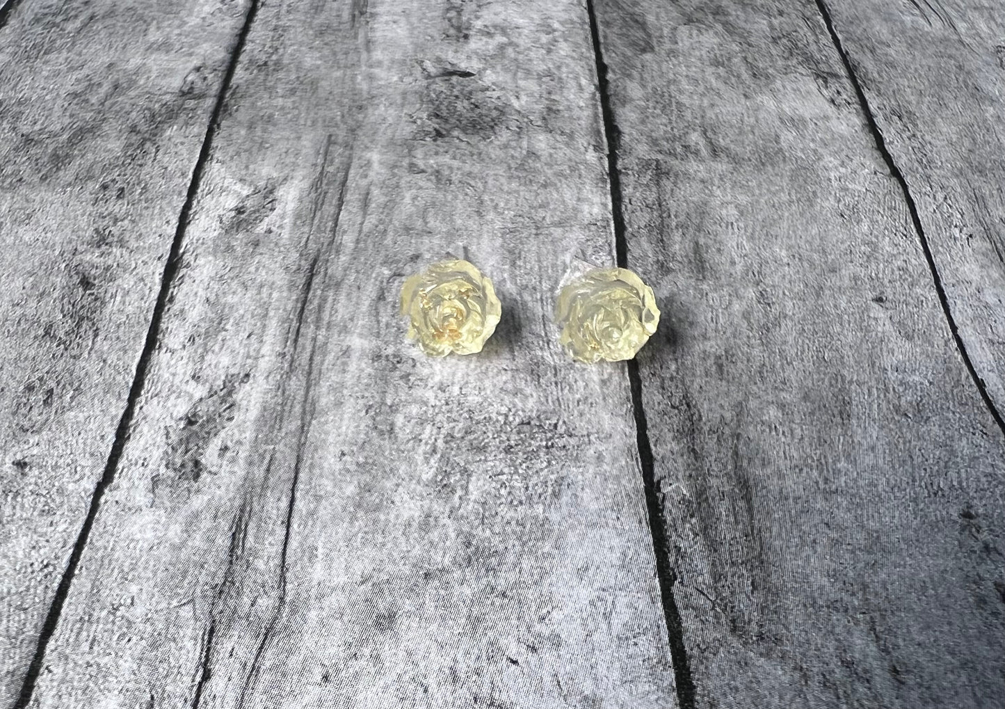 Transparent Gold Foil  Rose Earring 8mm