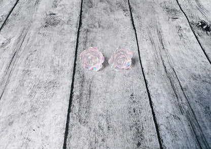 Holographic  Rose Earring 10mm