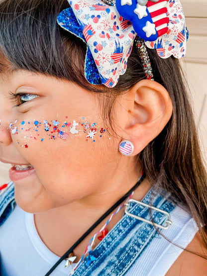 Bubble Red White & Blue Earrings