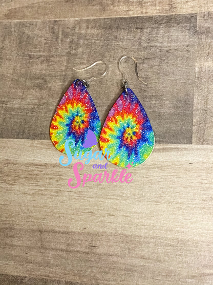 Tie Dye Dangly Leather